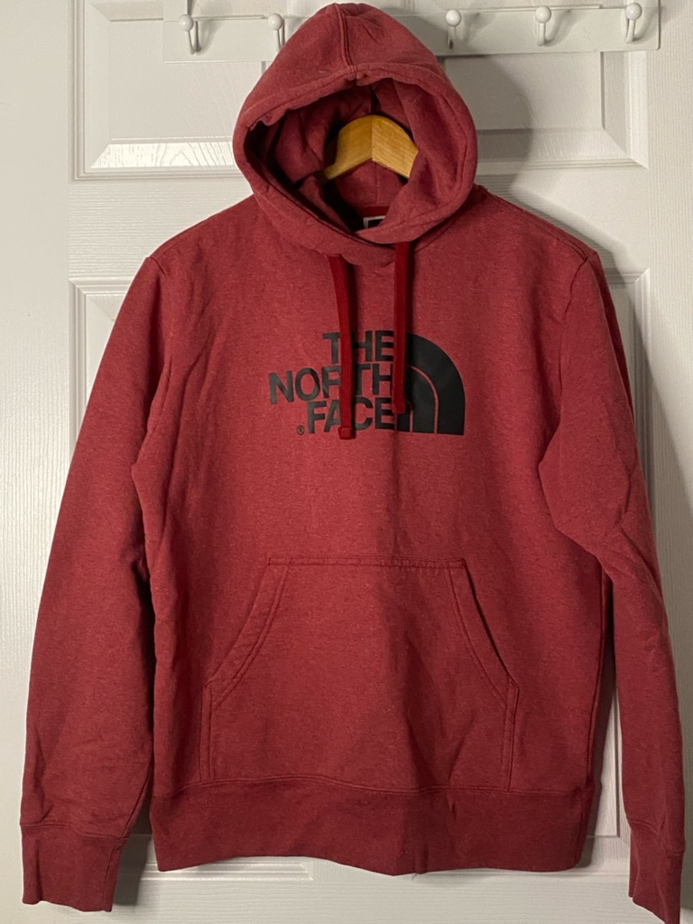 The North Face Men's Burgundy Pullover Hoodie with Black Logo